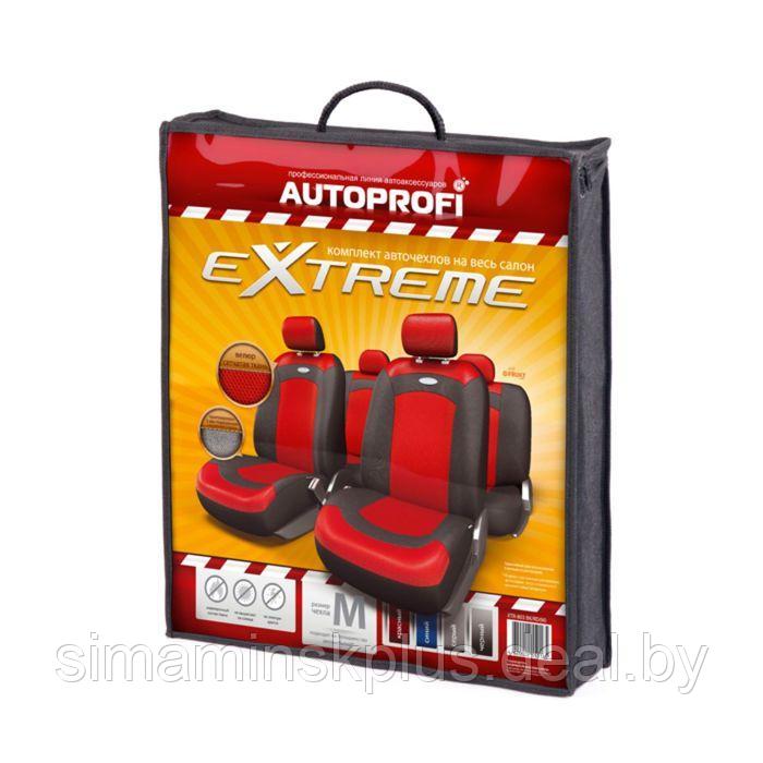 Авточехлы универcальные AUTOPROFI EXTREME, XTR-803 BK/RD (M), велюр+сетчатая ткань, набор из 8 предметов, цвет - фото 4 - id-p165978152