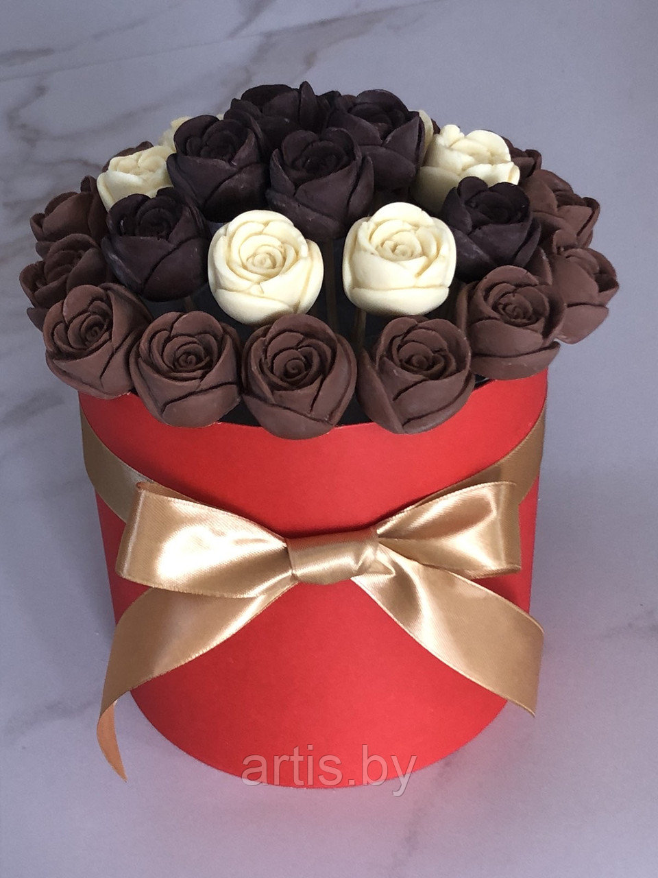 Шоколадная коробка из 25 роз (ручная работа). Бельгийский шоколад. - фото 5 - id-p165986737