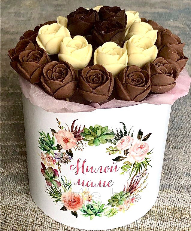 Шоколадная коробка из 25 роз (ручная работа). Бельгийский шоколад. - фото 2 - id-p165986737