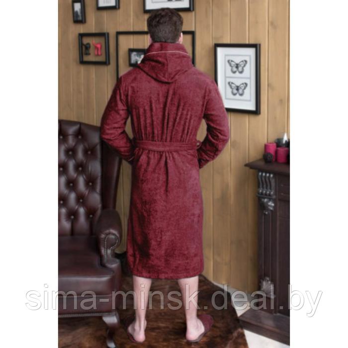 Халат махровый мужской, размер 50, цвет бордовый - фото 2 - id-p166014730