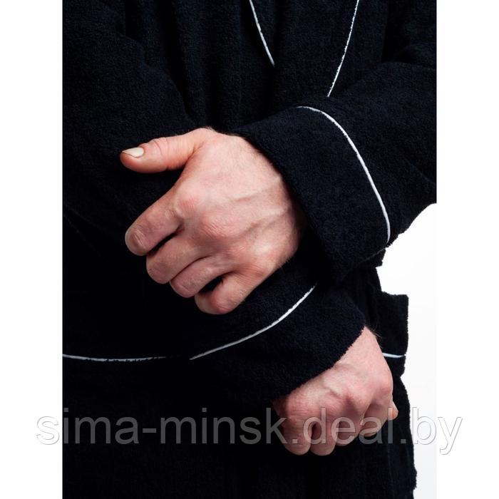 Халат махровый мужской, размер 48, цвет чёрный - фото 3 - id-p166014734