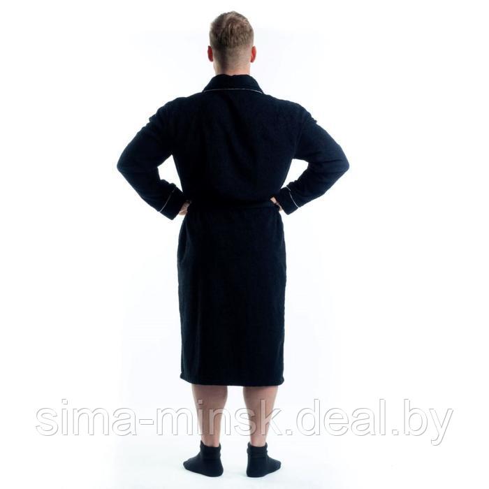 Халат махровый мужской, размер 50, цвет чёрный - фото 2 - id-p166014735