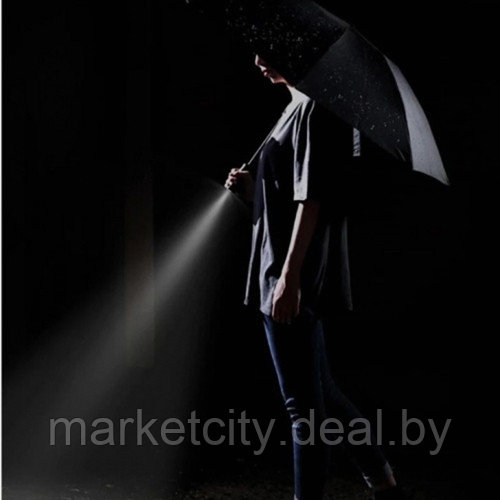 Зонт Zuodu Automatic Umbrella Led черный с фонариком - фото 4 - id-p166059402