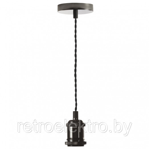 Комплект из ретро патрона, потолочной чаши и 1 метра провода, цвет - черный глянец - фото 2 - id-p166060207