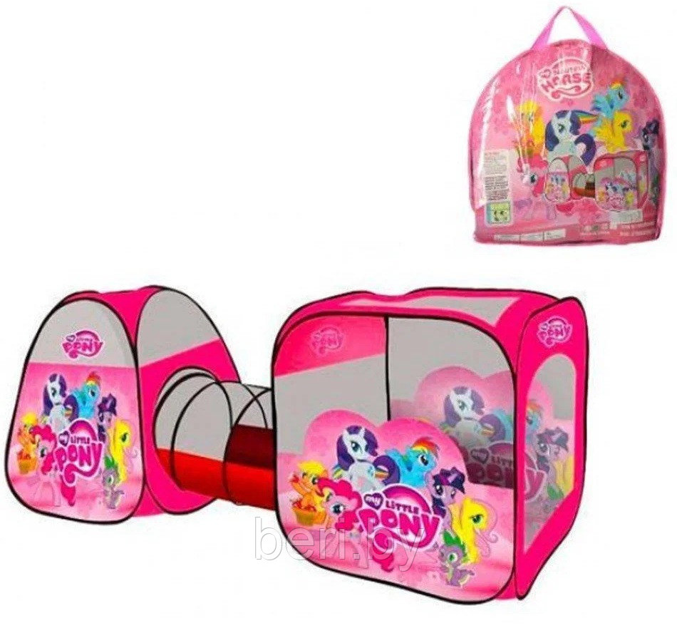 8015PN Детская игровая палатка "My little PONY", 3 в 1 двойная, домик с туннелем 270х92х92 см, розовая
