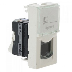 Розетка 1М RJ-45 Кат. 5e UTP с этикеткой, белый Mosaic Legrand