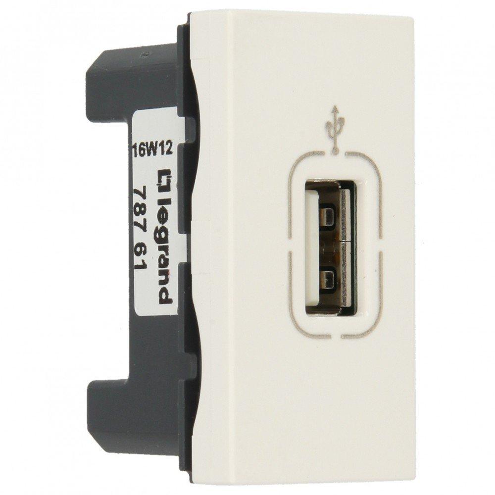 Розетка USB 2.0 Type A подключение винт. зажим, 1М, белый Mosaic Legrand - фото 1 - id-p165929208