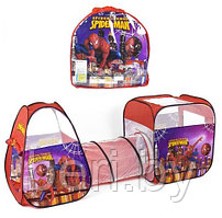 8015SP Детская игровая палатка  "Человек паук", 3 в 1 двойная, домик с туннелем 270х92х92 см, красная