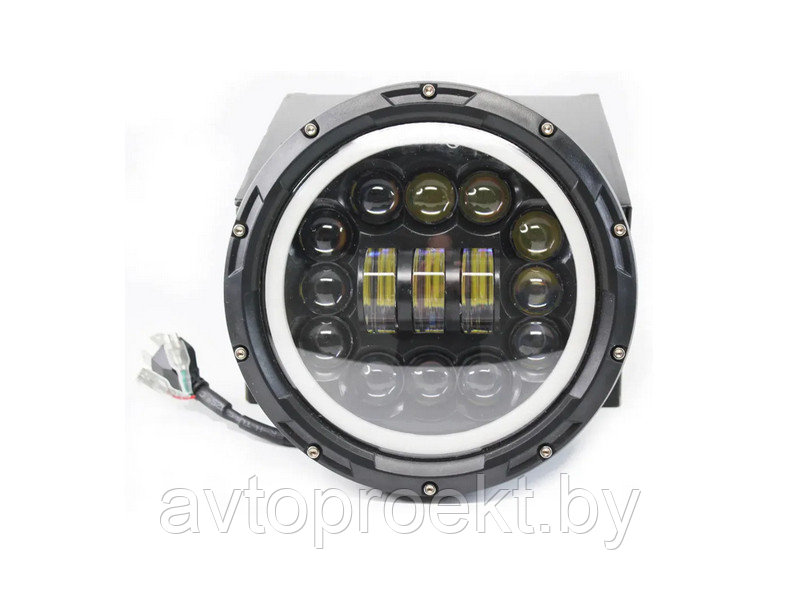 Фары передние светодиодные LED 7 ближнего/дальнего света 175 мм с кольцами (K006-8) - фото 1 - id-p166060982