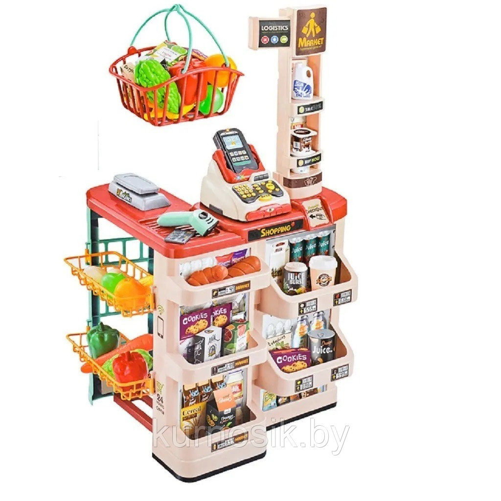 Супермаркет магазин детский Home Supermarket с корзиной и терминалом 48 предметов 668-84 - фото 2 - id-p166061575
