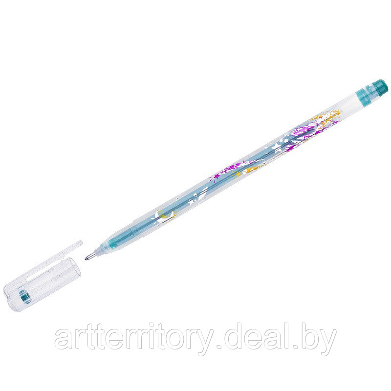 Ручка гелевая Crown "Glitter Metal Jell" (1,0мм, с блестками) (зеленая)
