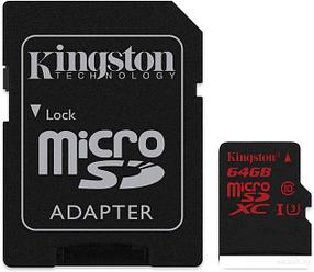 Карта памяти Kingston microSDXC UHS-I U3 (Class 10) 64GB (SDCA3/64GB)