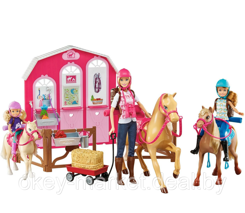 Игровой набор кукол Барби с лошадьми на ранчо Barbie Mattel DMR52 - фото 1 - id-p166160957