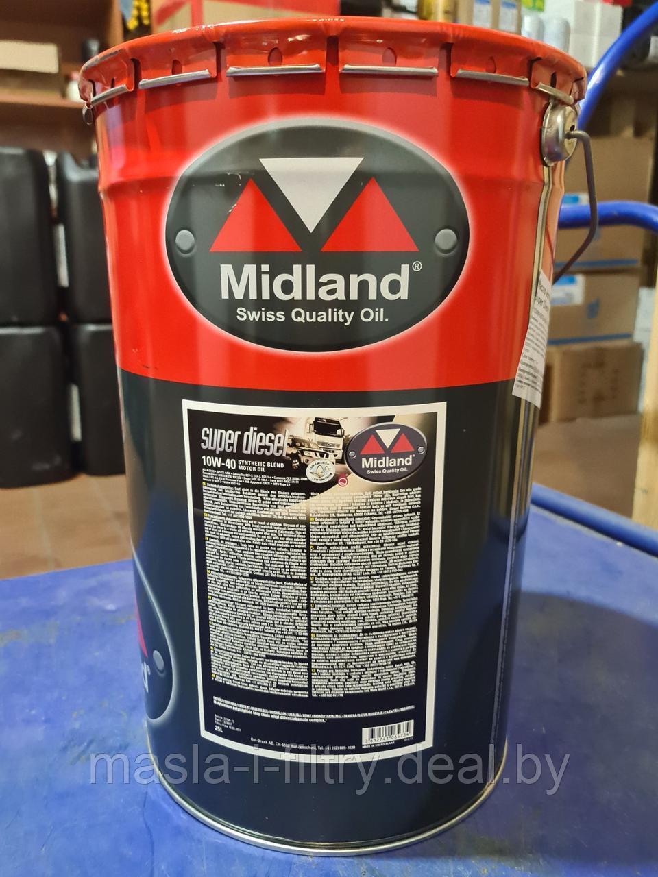 Midland Swiss Quality Oil Моторное масло 15W-40 для тракторов и комбайн КВК-800 с двигателем VOLVO 25л - фото 1 - id-p166161756