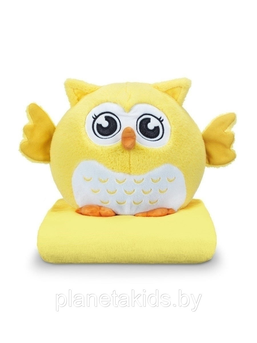 Сова с пледом, набор 3 в 1 детская игрушка с одеялом SS301690, желтая - фото 4 - id-p166162232