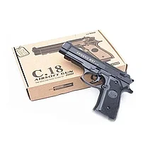 Пистолет  игрушечный  C.18, металл., съемный магазин, с пульками, фото 3