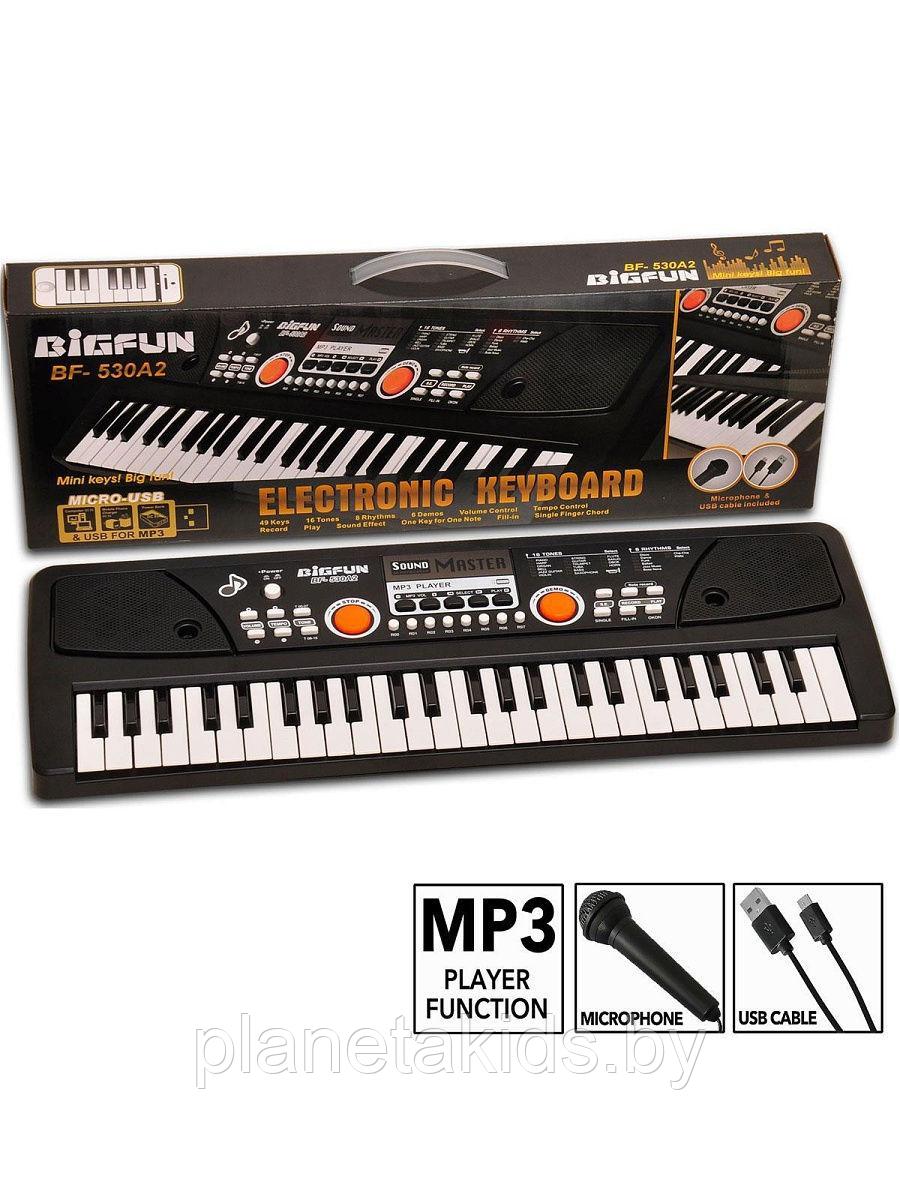 Синтезатор ( пианино) с микрофоном от сети и от батареек, с подключением MP3, арт.530A2-USB - фото 2 - id-p166163924