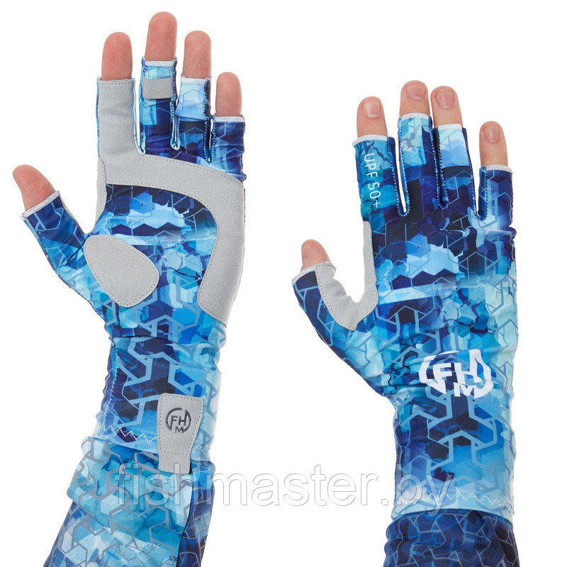 Перчатки "Mark" фактор защиты UPF 50+ Принт голубой - фото 6 - id-p156227420