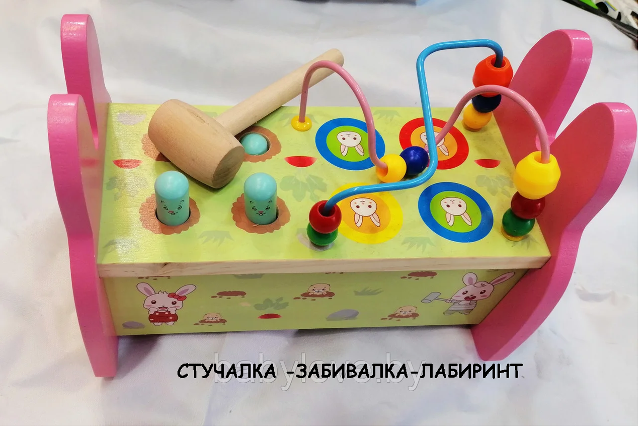 Деревянная Стучалка -лабиринт- часы ViVI WooD toy арт.874