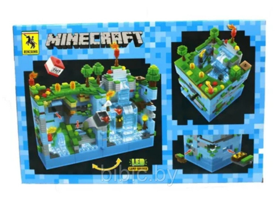 Конструктор светящийся Майнкрафт "Ледяная крепость" 898  деталей Minecraft