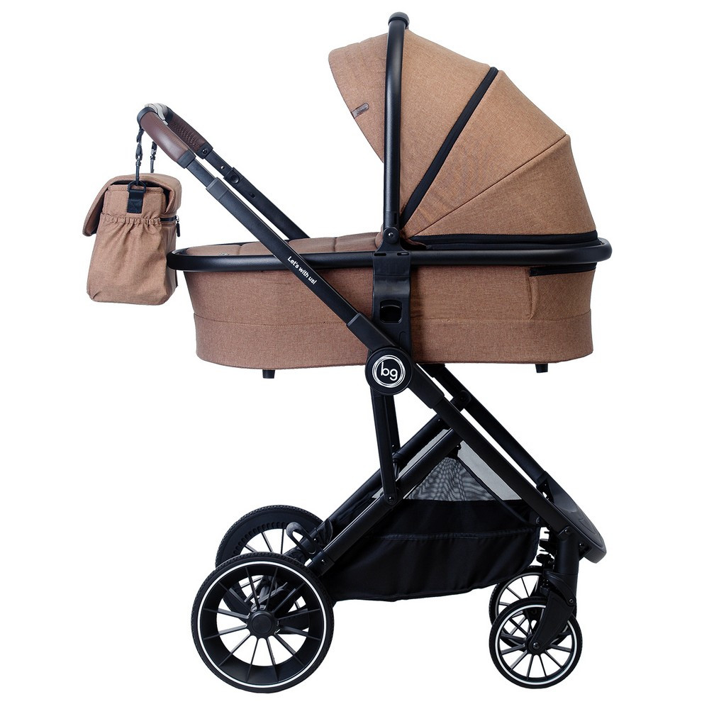 Детская универсальная коляска BubaGo Lira 3 в 1 Khaki (Бежевый), рама черная - фото 1 - id-p166203861