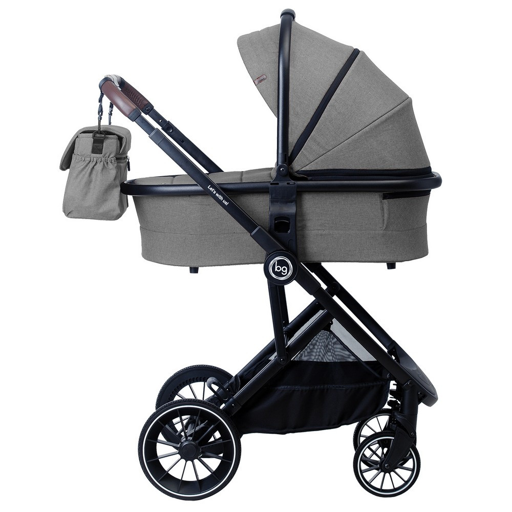 Детская универсальная коляска BubaGo Lira 3 в 1 Light Grey (Светло-серый), рама черная - фото 1 - id-p166206965