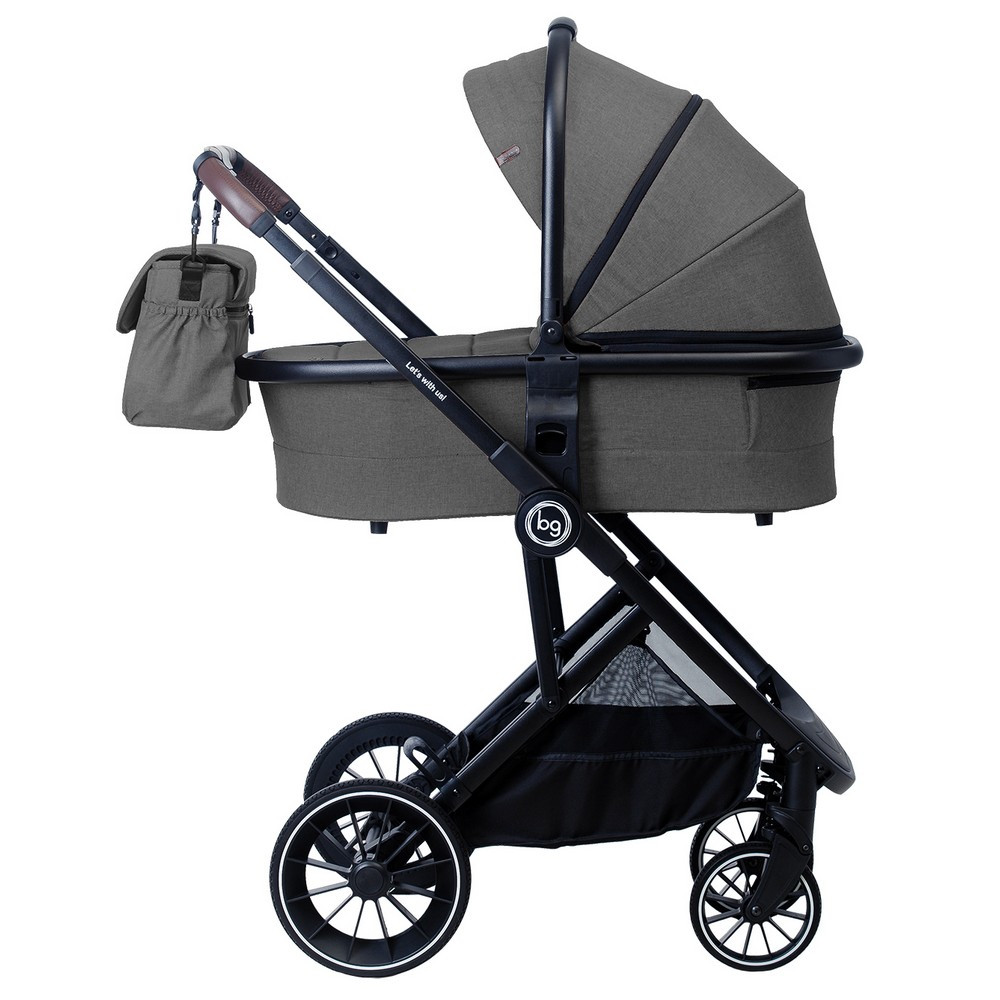Детская универсальная коляска BubaGo Lira 3 в 1 Light Grey (Светло-серый), рама черная - фото 4 - id-p166206965