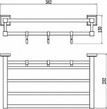 Полка для полотенец 40 см (4 крючка) Savol S-409544, фото 2