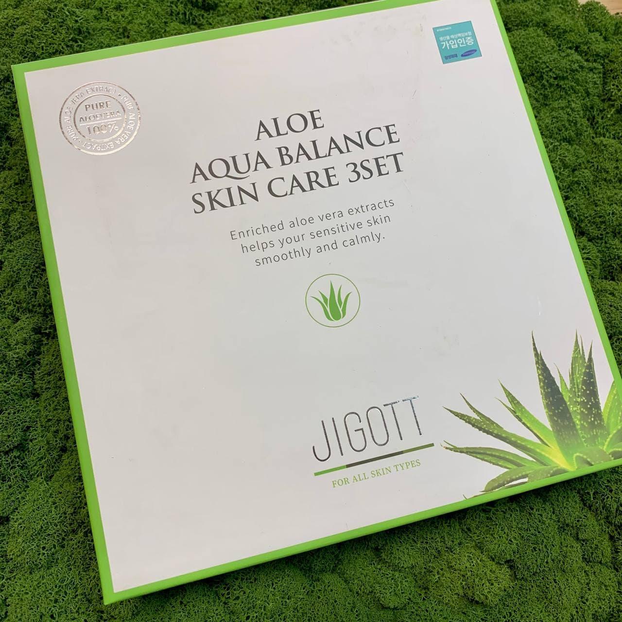 Набор увлажняющей косметики для лица с алоэ Jigott Aloe Aqua Balance Skin Care 3 Set - фото 2 - id-p166207487