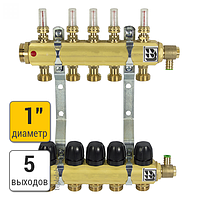 Afriso коллектор распределительный из латуни, 5 выходов