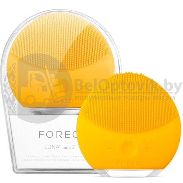 Вибрирующая силиконовая щетка для нежной очистки кожи лица Foreo LUNA mini 2 Желтая - фото 8 - id-p93844858