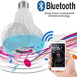 Музыкальная мульти RGB лампа колонка Led Music Bulb с пультом управления / Умная Bluetooth лампочка 16, фото 4