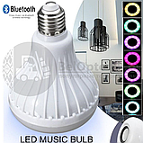 Музыкальная мульти RGB лампа колонка Led Music Bulb с пультом управления / Умная Bluetooth лампочка 16, фото 6