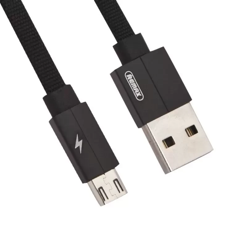 USB кабель Remax Kerolla Series Cable RC-094m MicroUSB плоский в оплетке пластиковые разьемы, черный