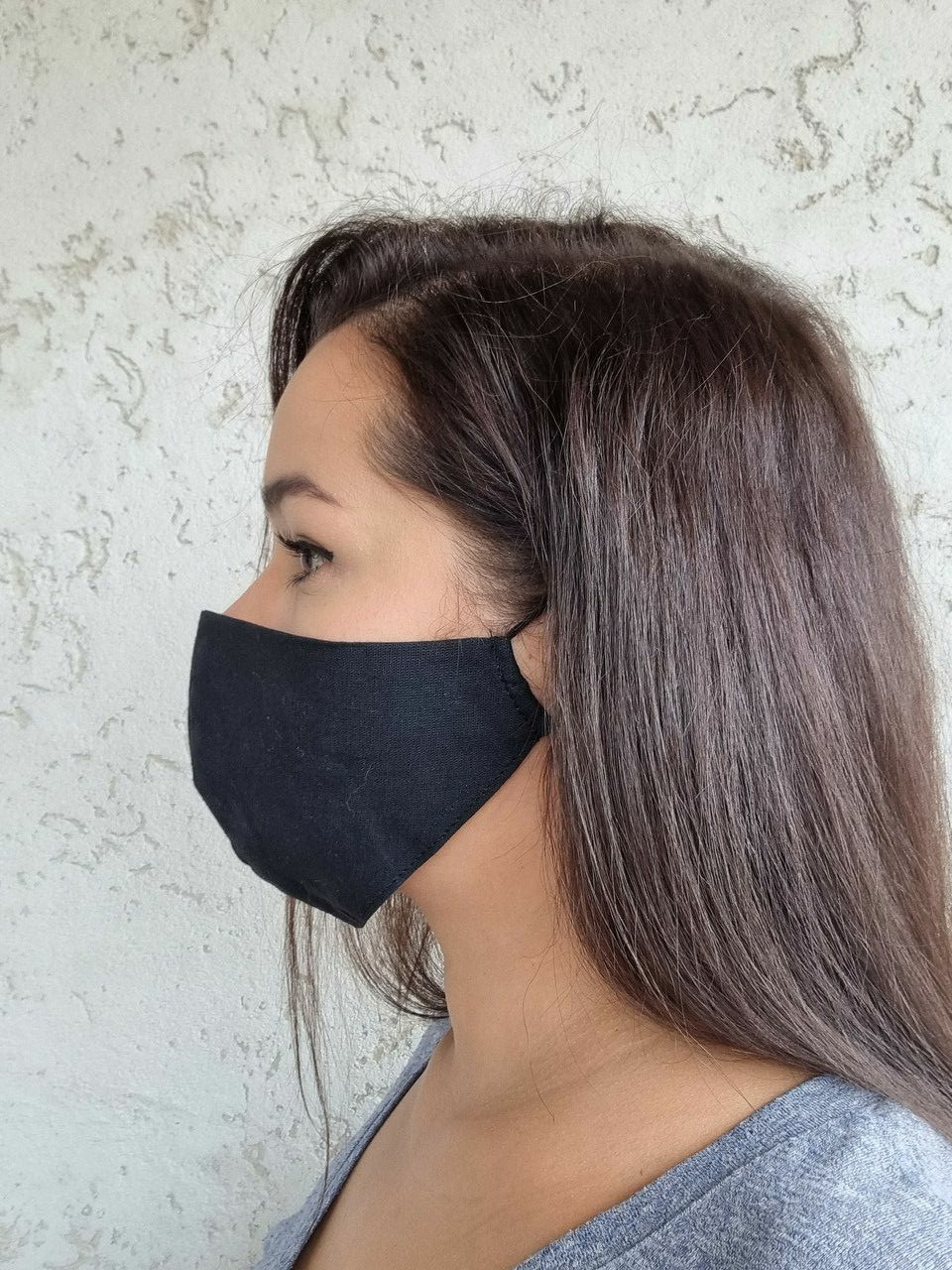 Защитная анатомическая маска 100% хлопок, черная - фото 2