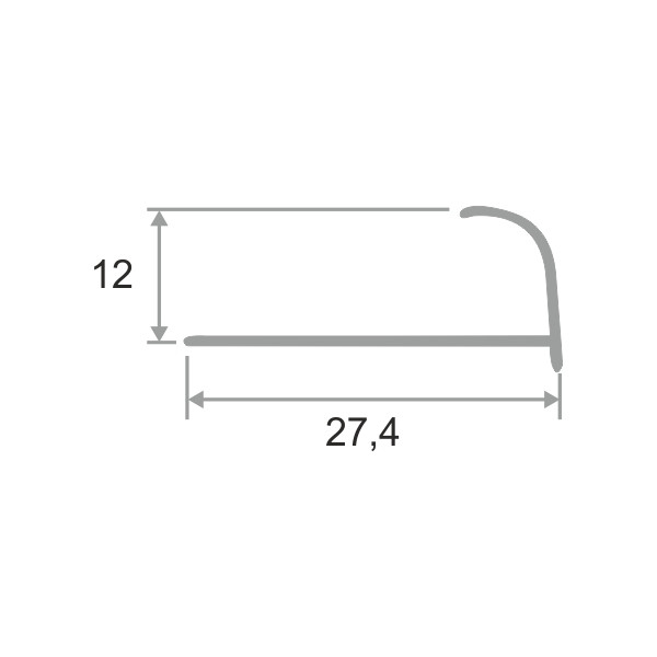 Полукруглый угол для плитки 12 мм, цвет матовое серебро, анод., 270 см - фото 3 - id-p133161171