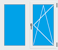 2-створчатое окно ПВХ с открыванием одной створки