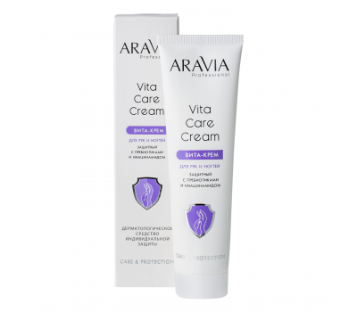 Вита-крем для рук и ногтей защитный Vita Care Cream с пребиотиками и ниацинамидом, 100 мл, Aravia Professional - фото 1 - id-p166297751