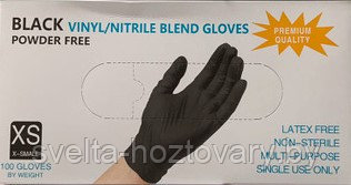 Перчатки винил/нитрил чёрные (упаковка 100шт) - фото 1 - id-p166305905