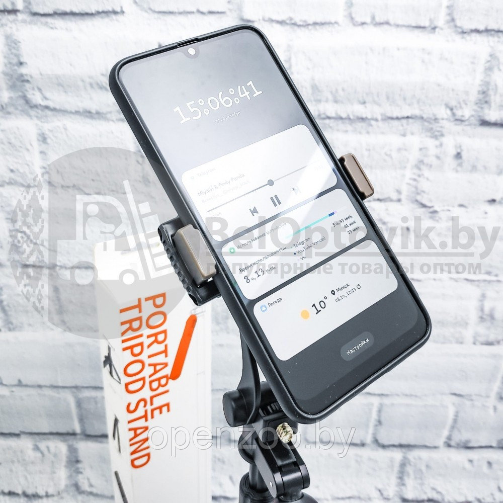 Жесткий устойчивый селфи штатив монопод Portable Tripod Stand A61, Bluetooth (150-32 см) - фото 2 - id-p166308862