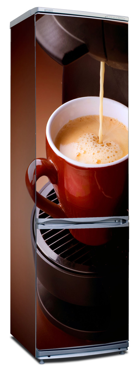 Наклейка на холодильник "Кофе с пенкой в красной кружке." - фото 2 - id-p17785580