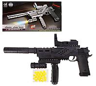 Пистолет игрушечный прицел фонарь глушитель пули ES1003-SY239C