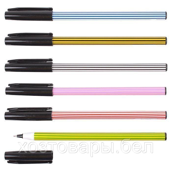 Ручка шариковая синяя Stick корпус в полосочку цвет ассорти - фото 1 - id-p166328622