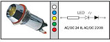 Светосигнальная арматура AD26C d=10mm и d=8mm, 220V AC/DC (красная, желтая, зеленая, белая), фото 2