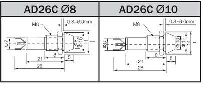Светосигнальная арматура AD26C d=10mm и d=8mm, 220V AC/DC (красная, желтая, зеленая, белая) - фото 3 - id-p166329560