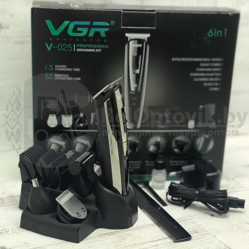 Универсальный набор 6в1 для стрижки волос и бритья VGR V-025 - фото 3 - id-p166352721