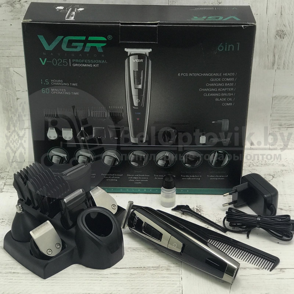 Универсальный набор 6в1 для стрижки волос и бритья VGR V-025 - фото 7 - id-p166352721