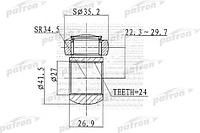 ВНУТРЕННИЙ ШРУС Трипод [Z:24, D:35.5mm] Fiat: Punto 1.3/1.9JTD/Stilo 03>, Lancia: Ypsilon 95> PATRON PTD004