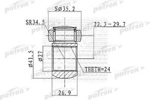 ВНУТРЕННИЙ ШРУС  Трипод [Z:24, D:35.5mm] Fiat: Punto 1.3/1.9JTD/Stilo 03>, Lancia: Ypsilon 95> PATRON PTD004