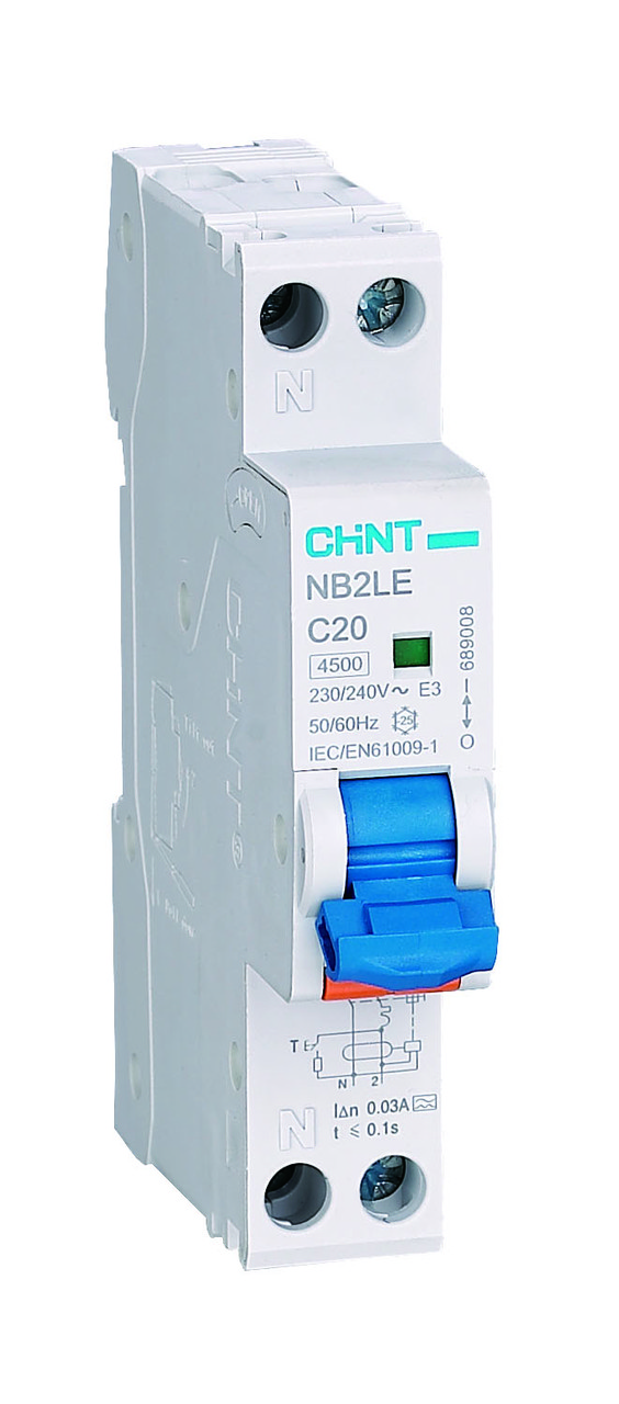 Диф. авт. выкл. NB2LE 1P+N 10A 30mA 1мод., х-ка С, электронный тип AС, 6kA (R)(CHINT)